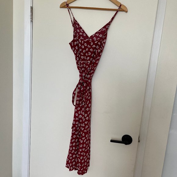 A&F Floral Wrap-Front Midi Cami Dress - Picture 3 of 6